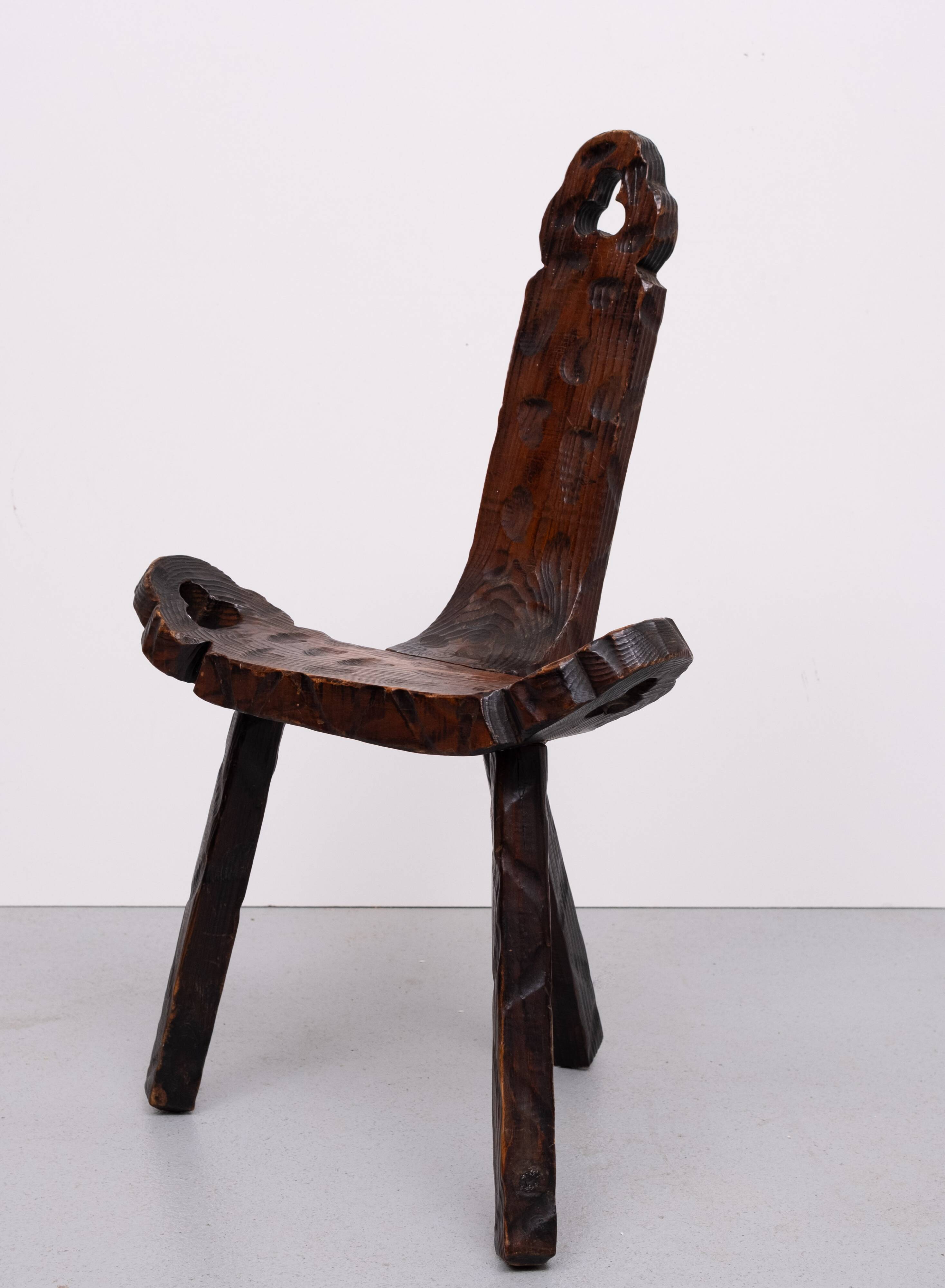 Brutalist tripod Spanish stool 1950s