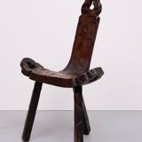 Brutalist tripod Spanish stool 1950s