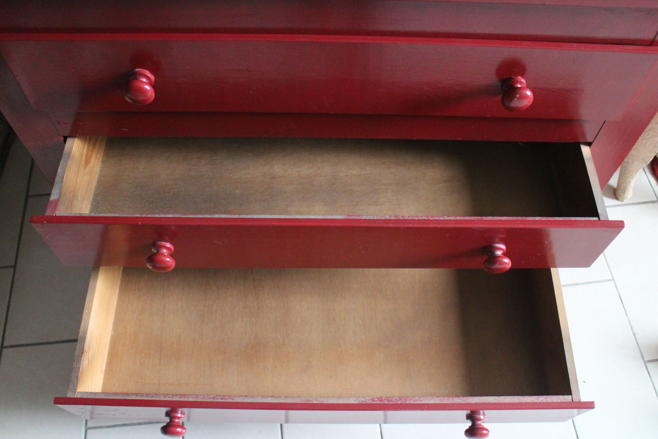 Red chest of drawers