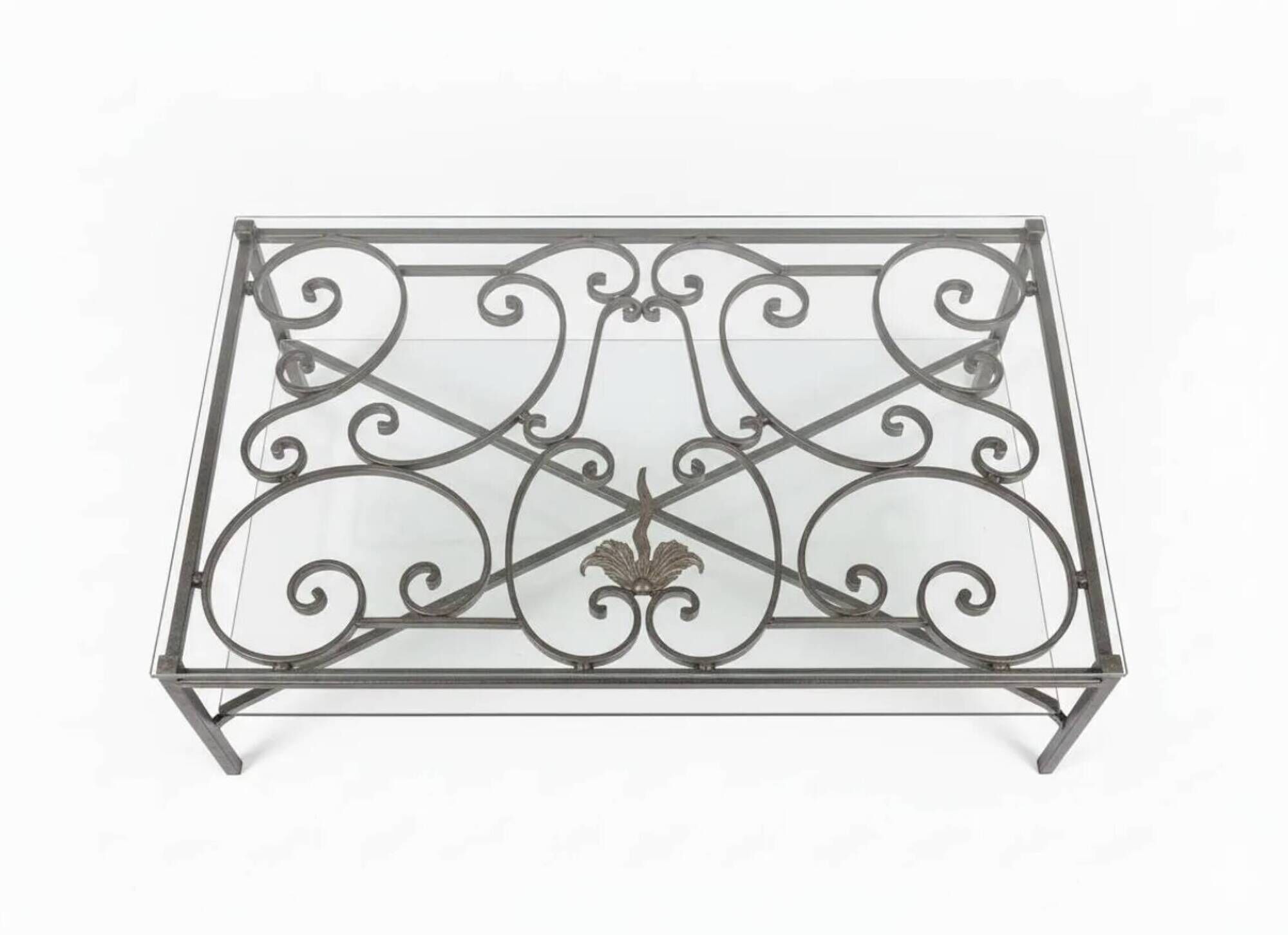 Wrought iron coffee table - Old Parisian balcony railing