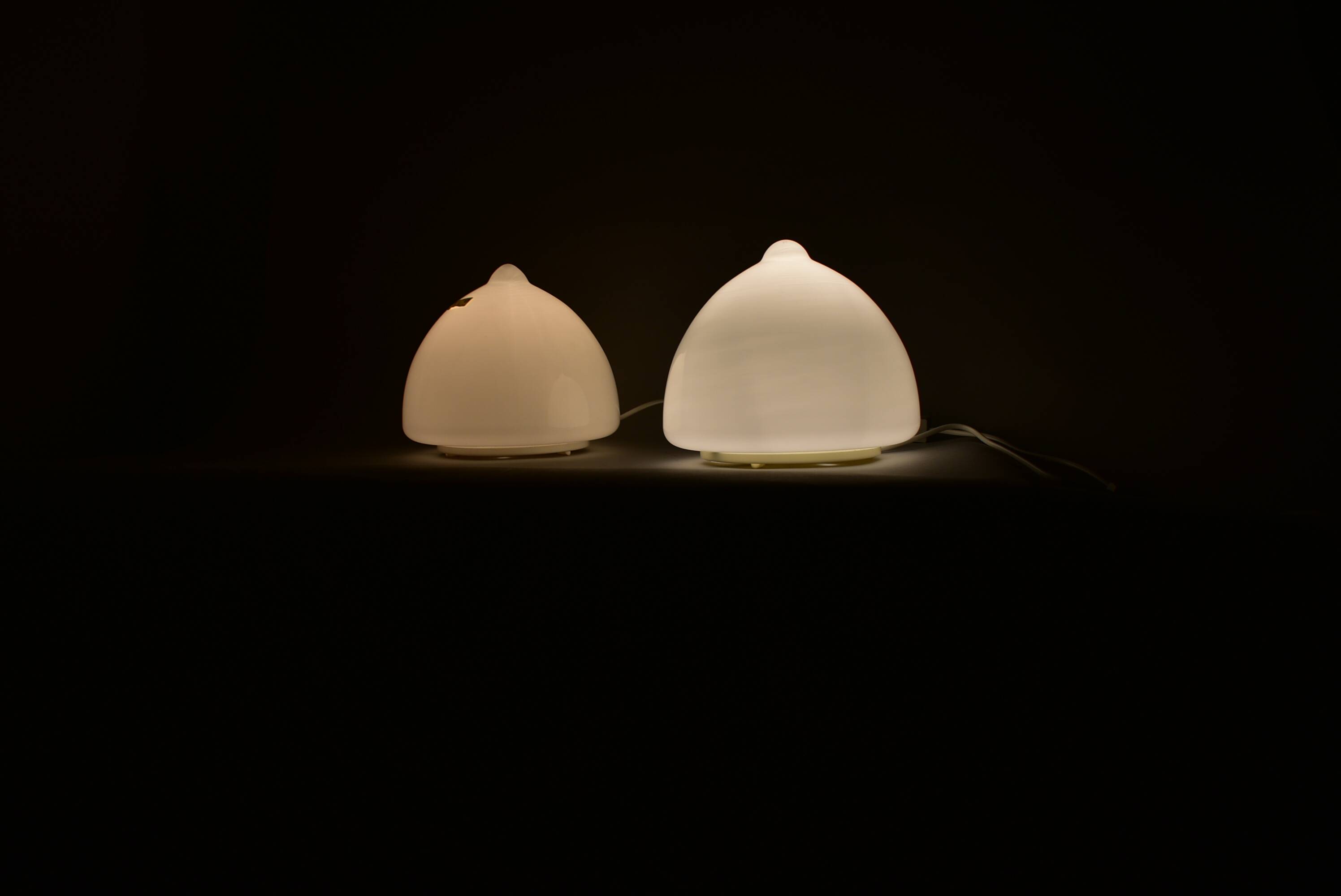 Pair of glass table lamps by Krásno nad Bečvou, 1960s