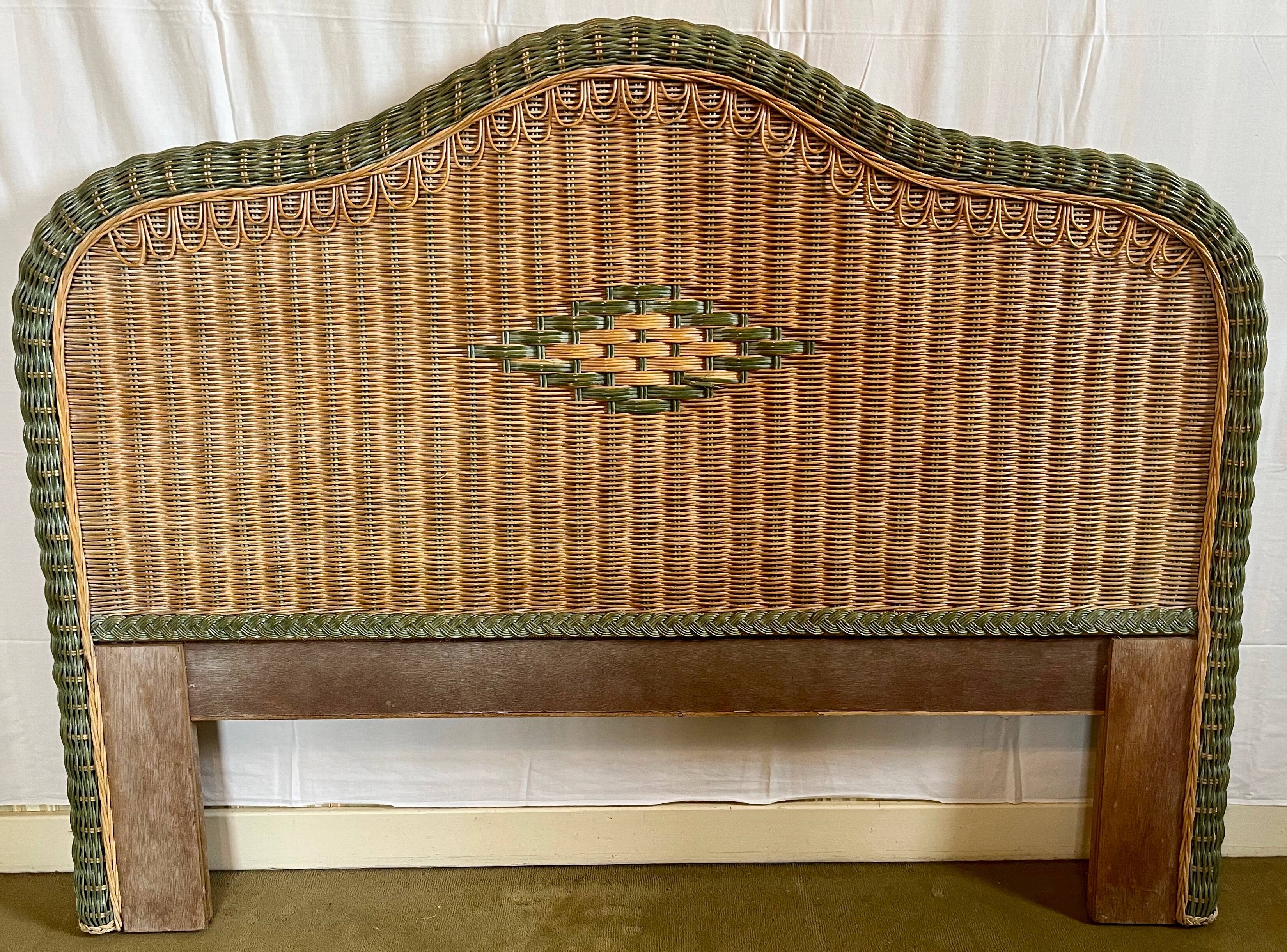 VINTAGE WICKER HEADBOARD, 80s/90s