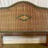 VINTAGE WICKER HEADBOARD, 80s/90s