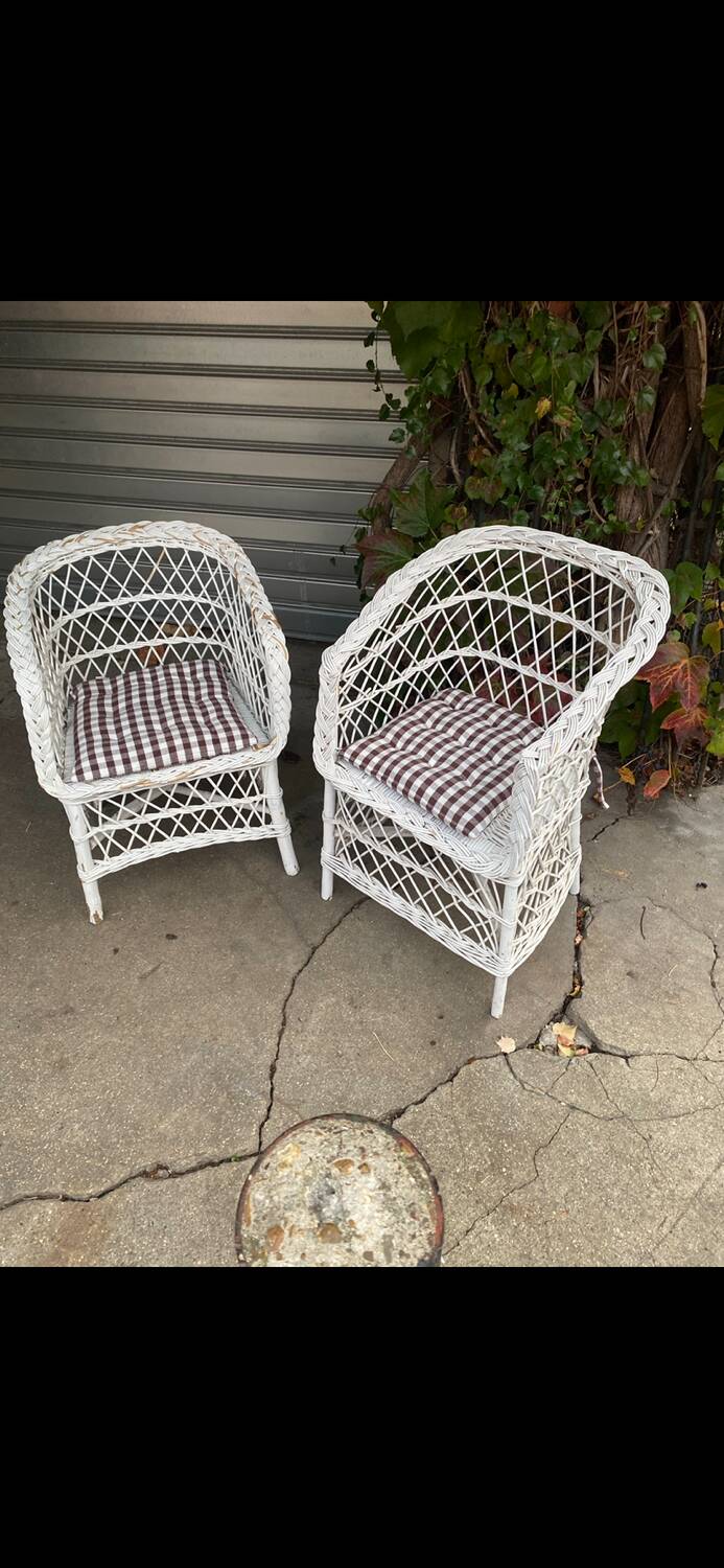 Pairs of rattan armchairs