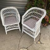 Pairs of rattan armchairs