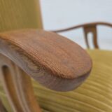 1970s, Scandinavian armchair, cotton/wool fabric, solid oak wood.