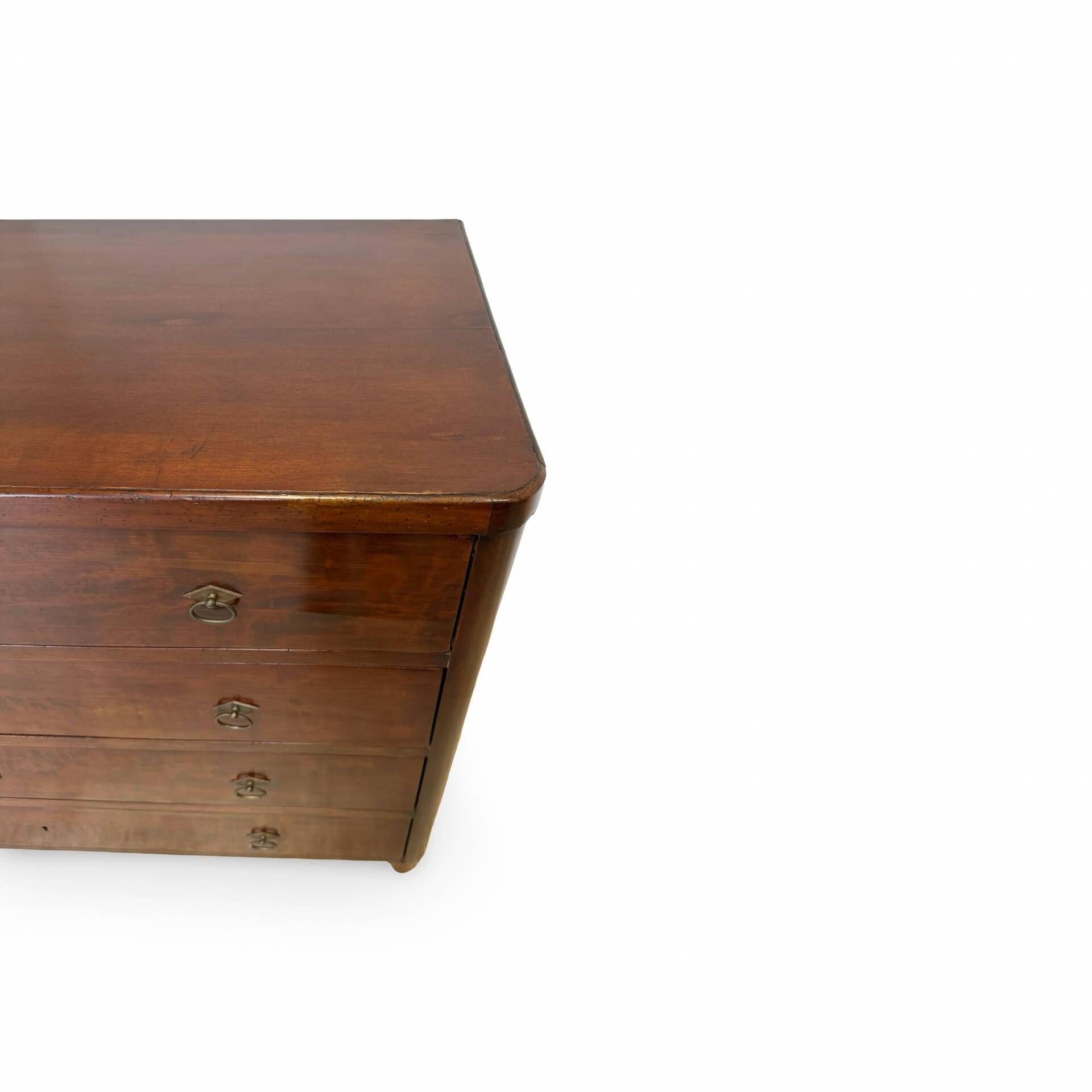 Italian art deco burl walnut chest of drawers, 1850s.
