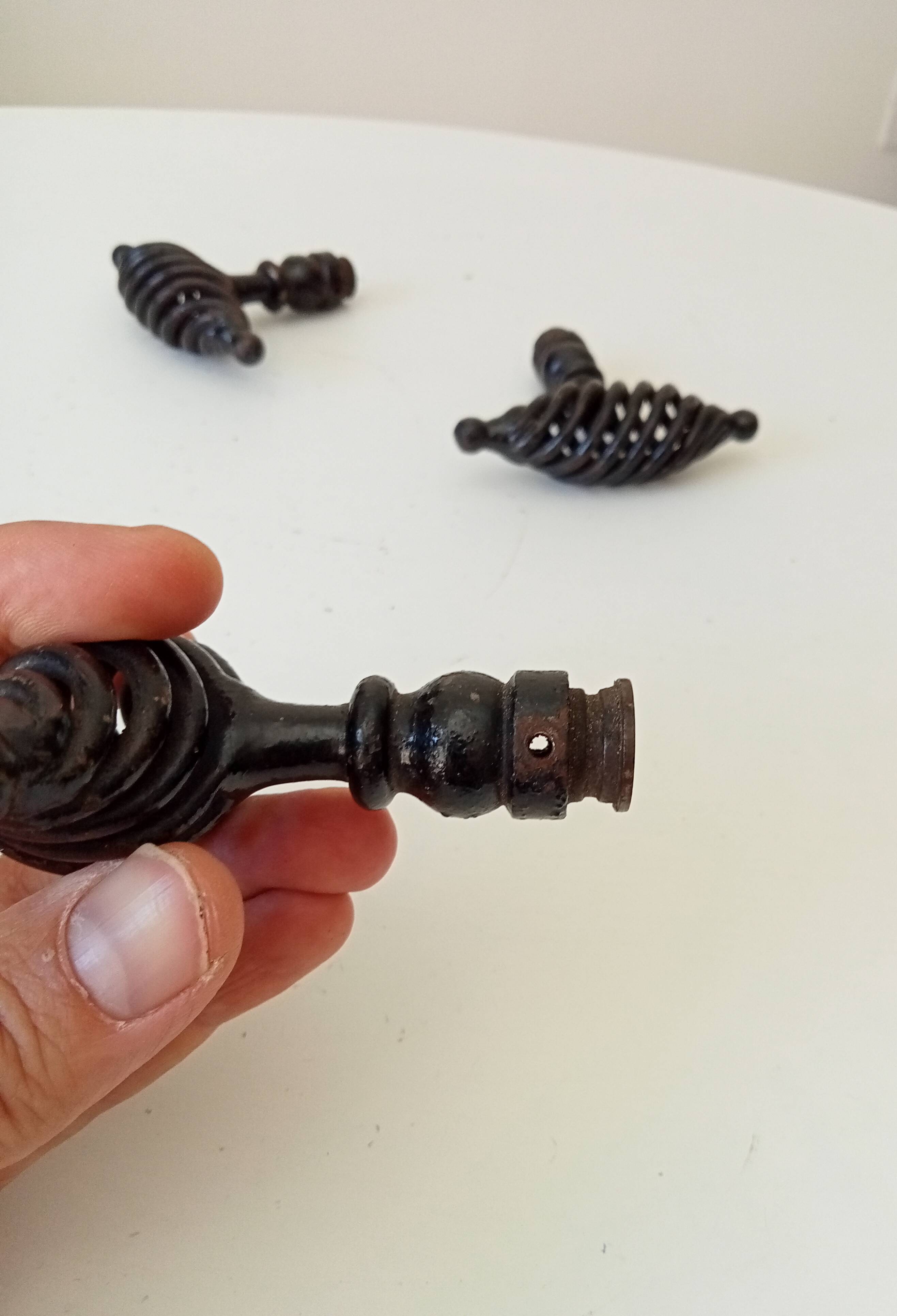 Antique twisted wrought iron door handle