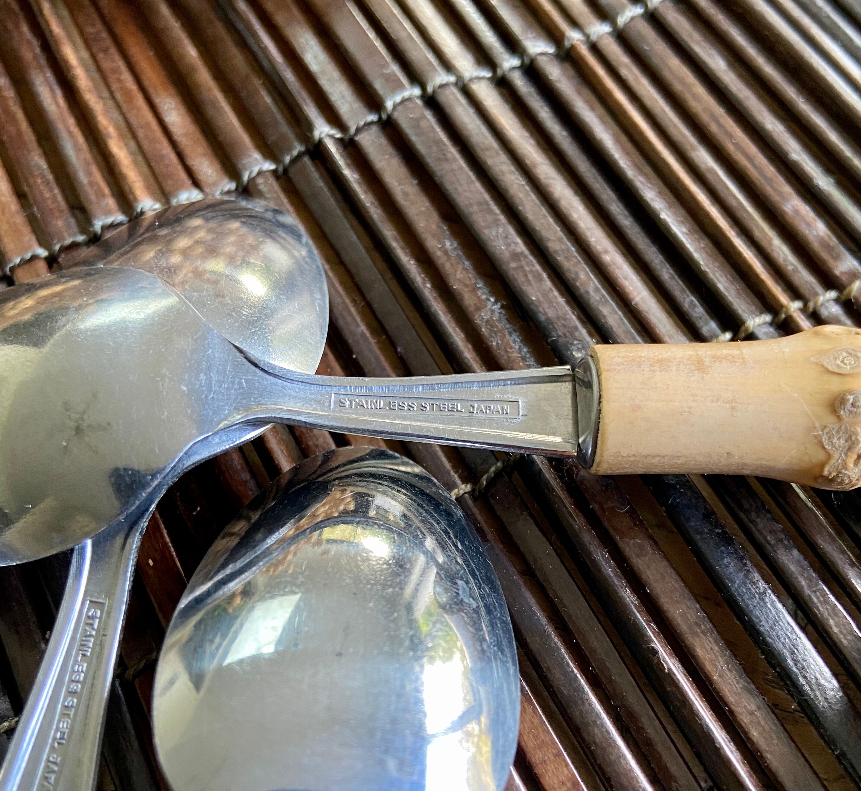 6 small vintage spoons Bamboo Japan