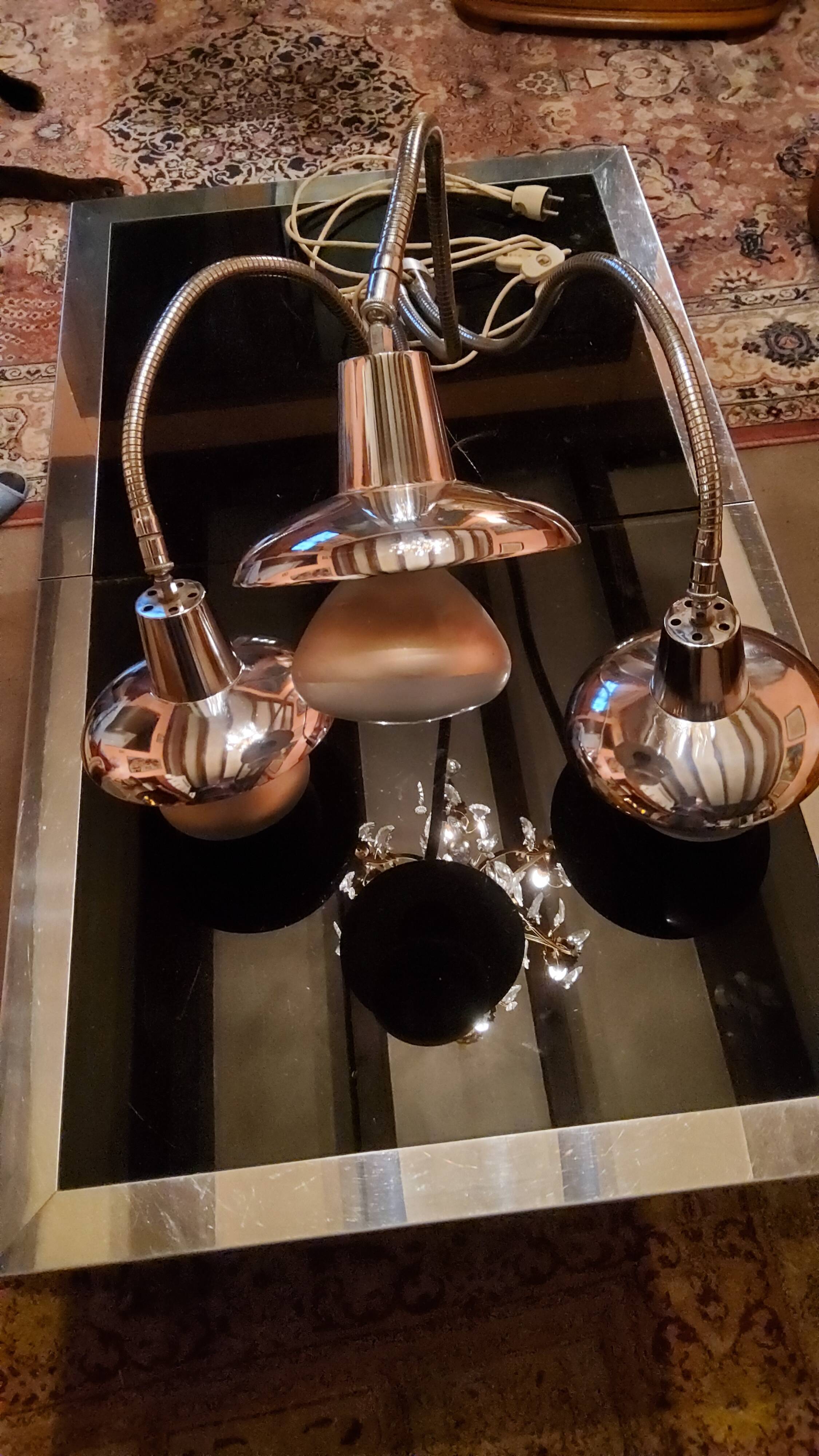 Large chrome lamp of the 70s 3 arm office architect