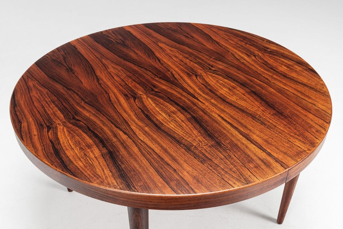 Table à manger ovale Kai Kristiansen en palissandre Villy Schou Andersen Danemark 1960