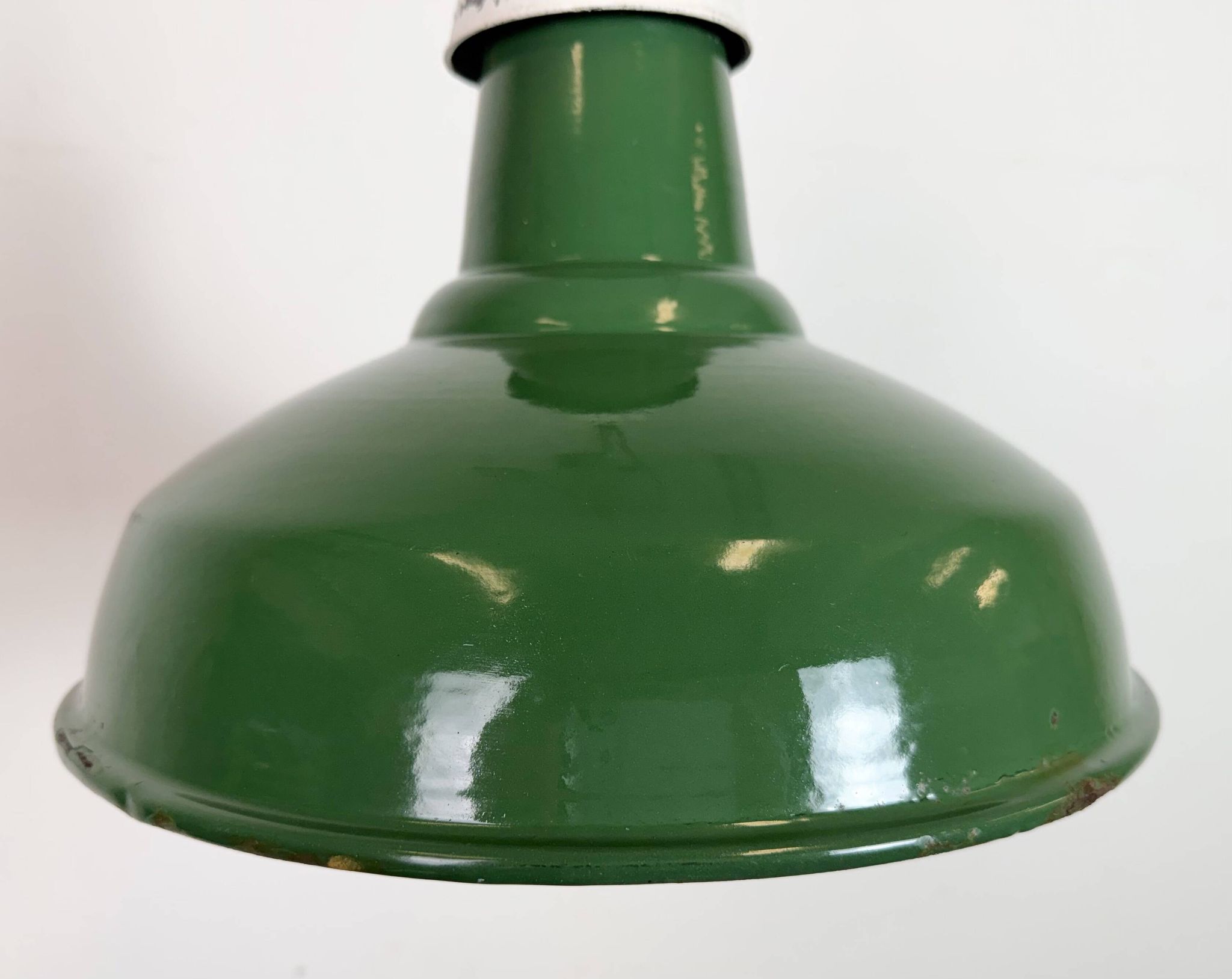 Industrial British Green Enamel Factory Pendant Lamp, 1960s