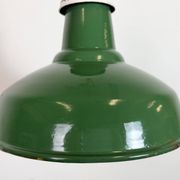 Industrial British Green Enamel Factory Pendant Lamp, 1960s