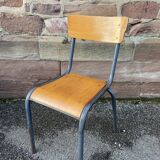 6 chaises d'école vintage en métal et bois design Mid-century vintage 1960