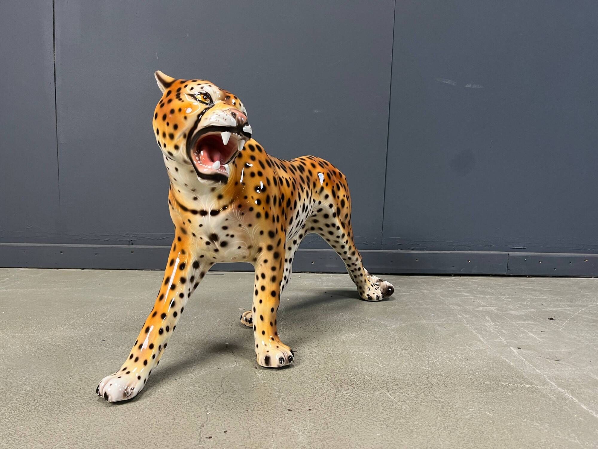 Large Italian ceramic leopard statue, 1960s