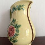 Luneville slip pitcher, Rose decor