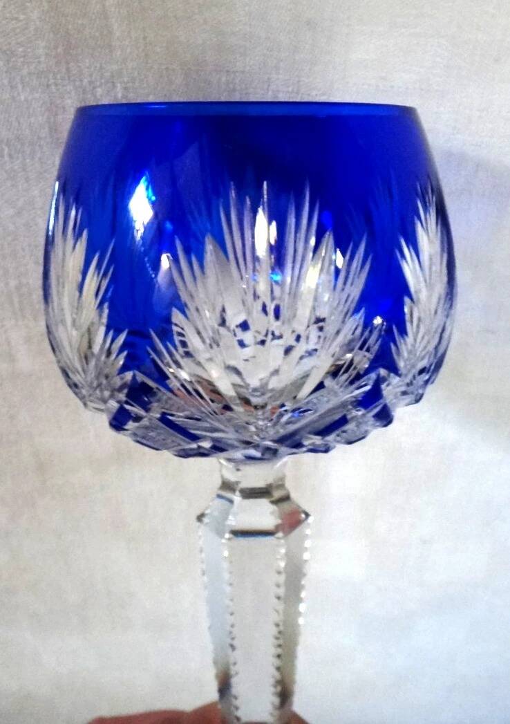 SAINT LOUIS 6 RHINE ROEMER WINE GLASSES SHAPE 229 DOUBLE CRYSTAL - 19.5 c