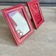 Pair of vintage red photo holder frames