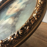 Pastel portrait, medallion frame