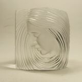 Sèvres paperweight, frosted crystal profile portrait of a woman