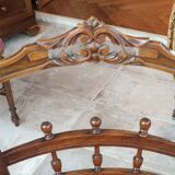 Paire anciennes chaises velours vieux rose bois sculpté