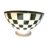 Old Art Deco bowl, green checkerboard décor, Badonviller