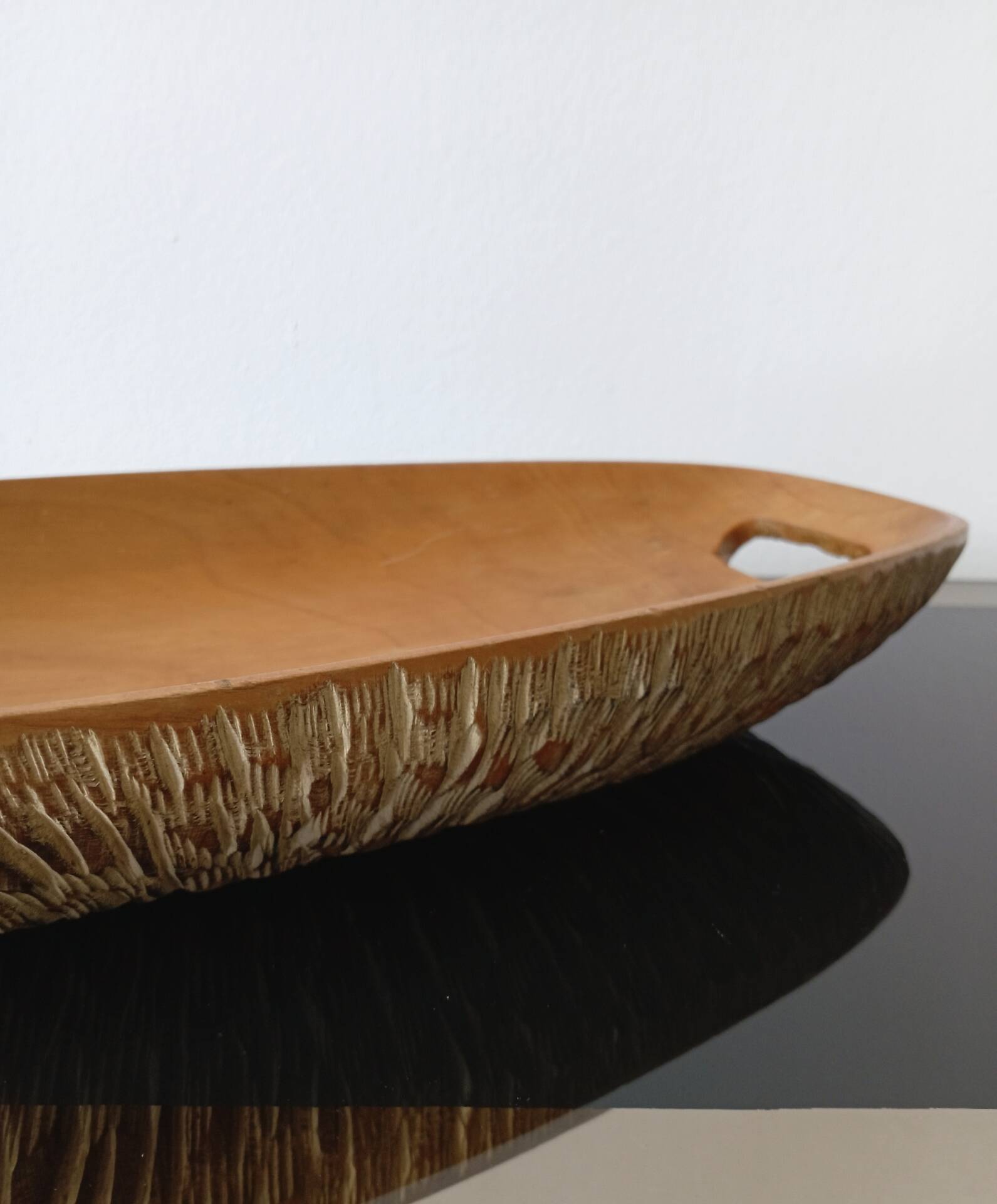 Vintage wooden plate by Aldo Tura for Macabo Italy