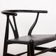 4 Danish chairs, black lacquered wood and leather, Wishbone model, Hans Wegner