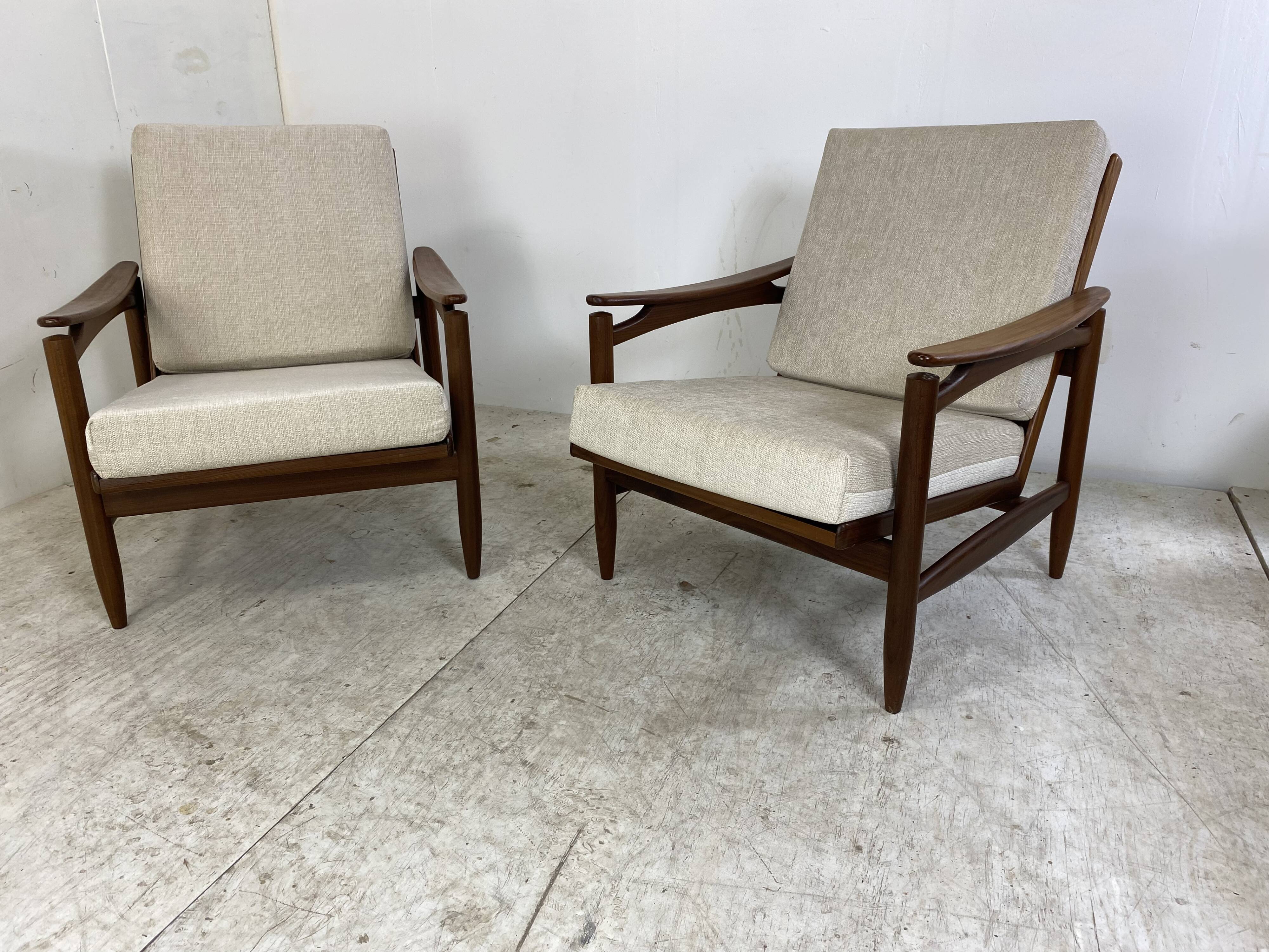 Vintage Danish Style Teak Mid-Century Set of 2 Chairs, 1950s