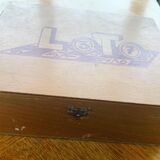 Complete lotto game in its vintage wooden box