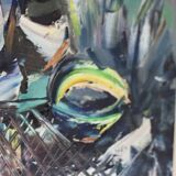 Original Swedish Mid-Century Oil on Canvas "Figures" by Erik Loo(1914-2004) - Vintage & Framed