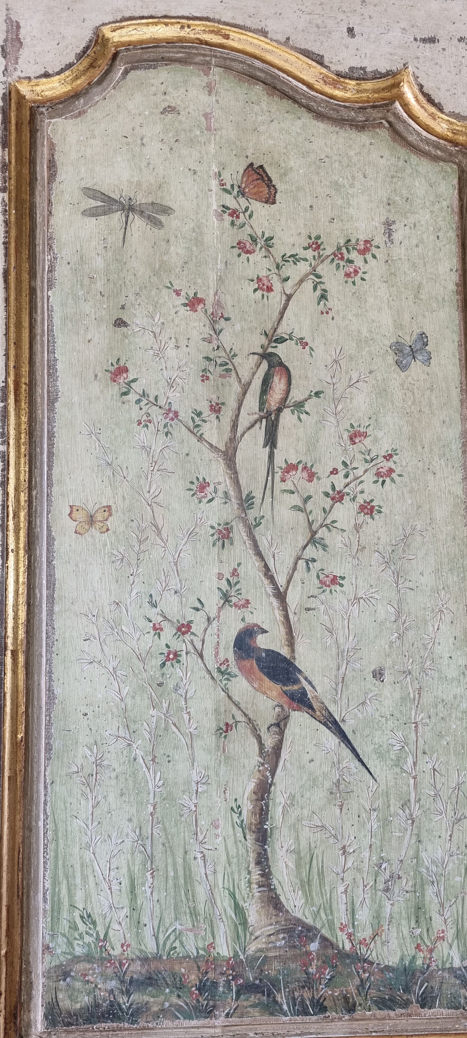 Pair of 18th painted panels and décor