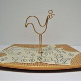 Ceramic cheese platter modernist rooster 60s