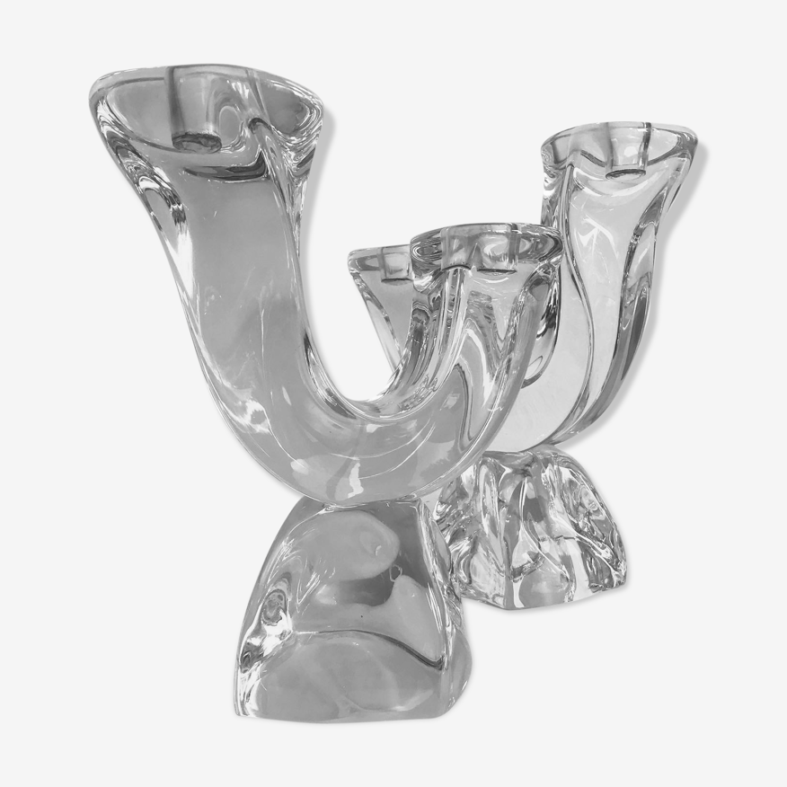 Paire de flambeaux bougeoir en cristal de Daum des années 1950 | Selency