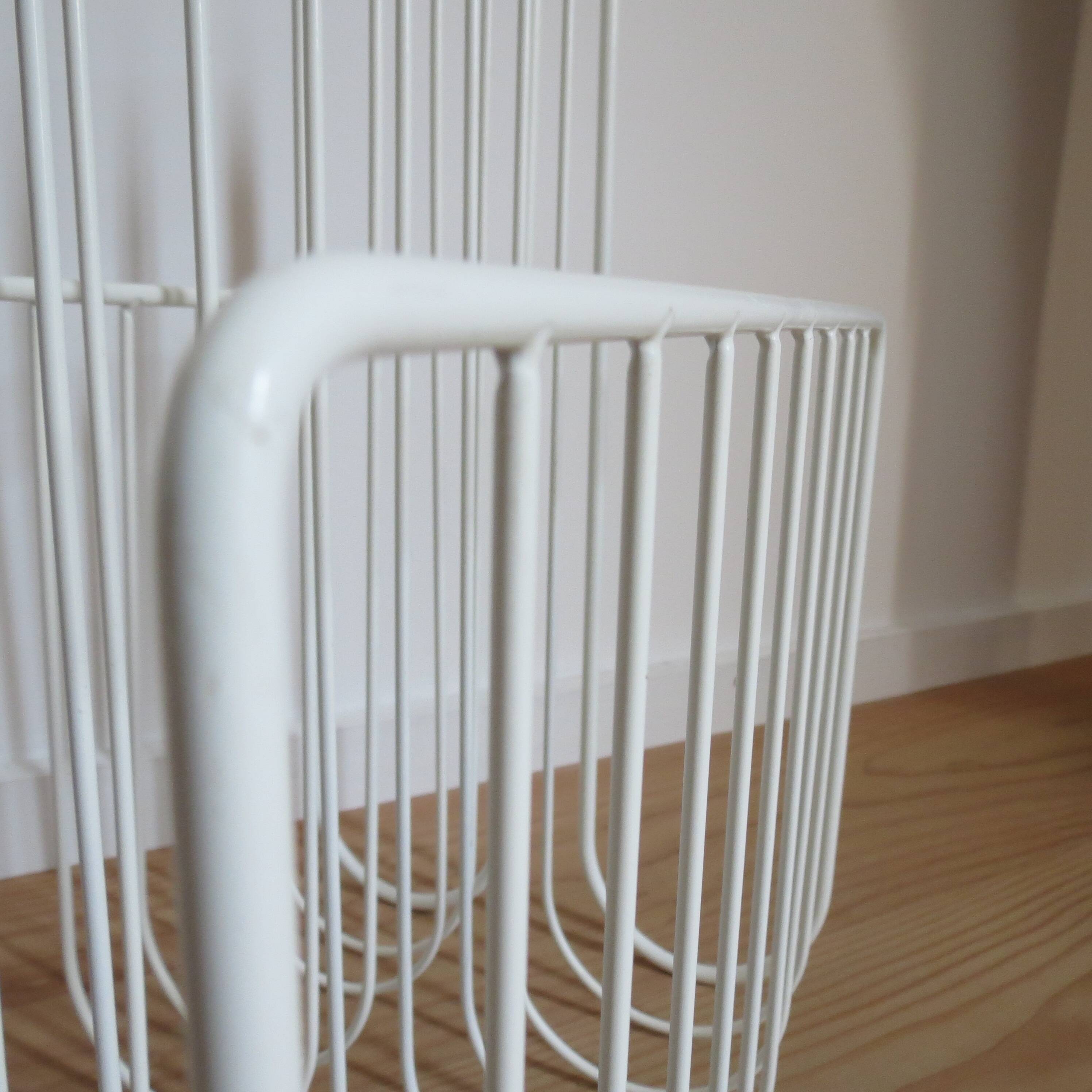 Vintage White Metal Magazine Rack