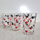 Vintage 6 Verres trumblers Jeu de cartes