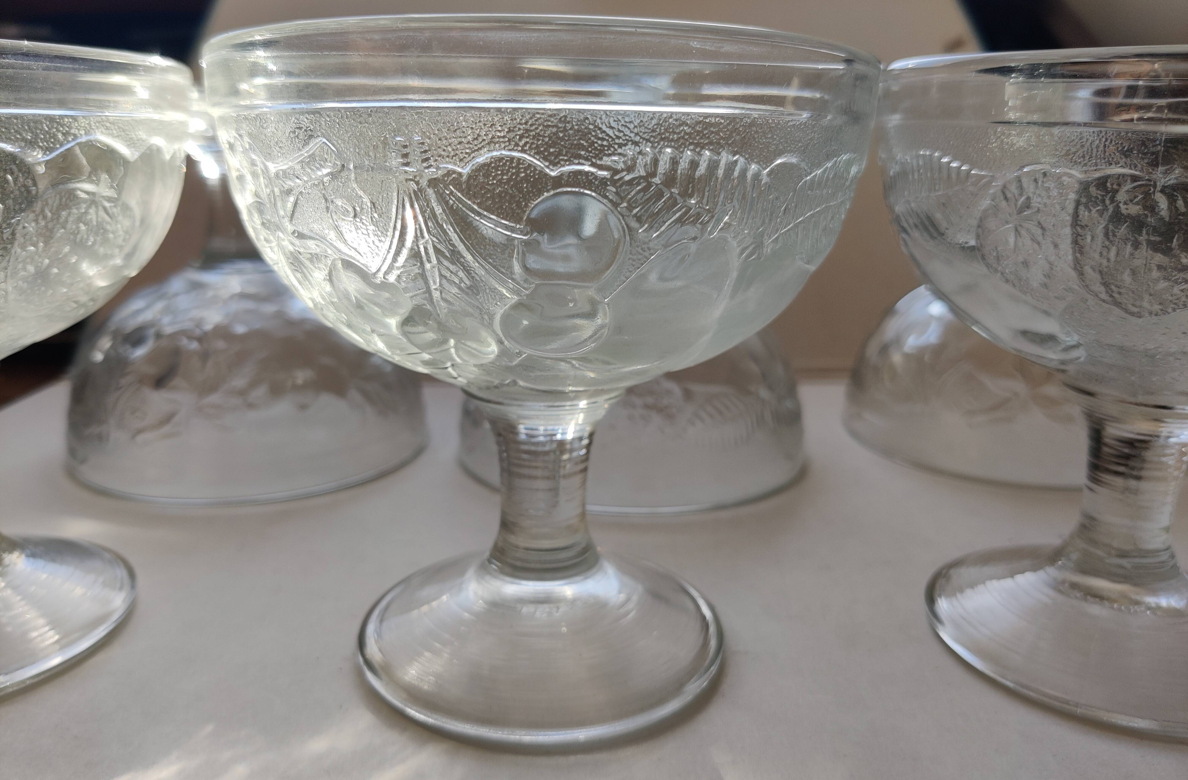 set of 6 thick glass ice cups decor vintage fruits