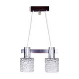 Hanging lamp in wood, glass and chrome metal 1970