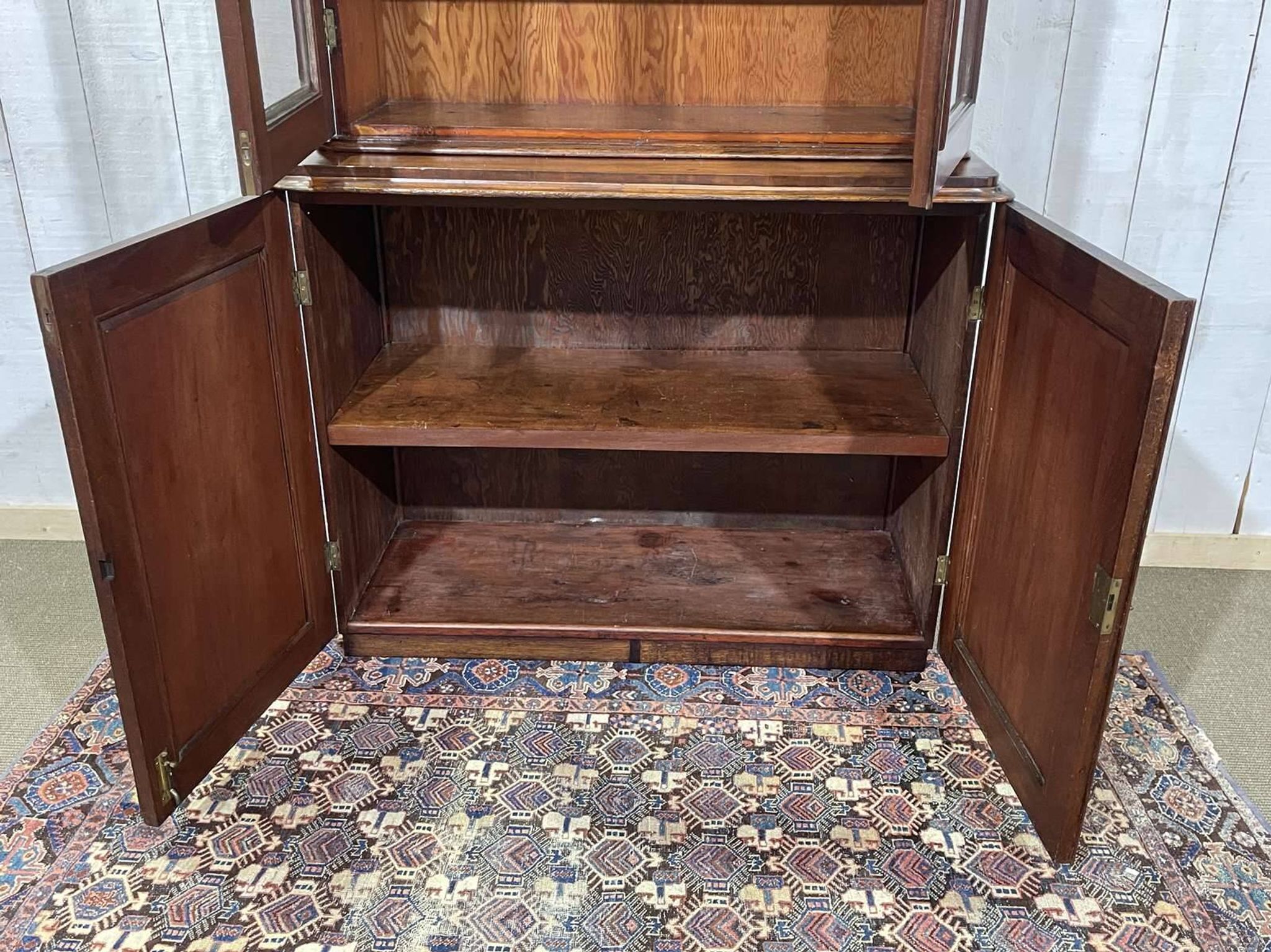 19th century English mahogany two-part bookcase