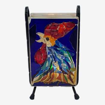 Lamp atmosphere vintage rooster in glass mosaic 1960