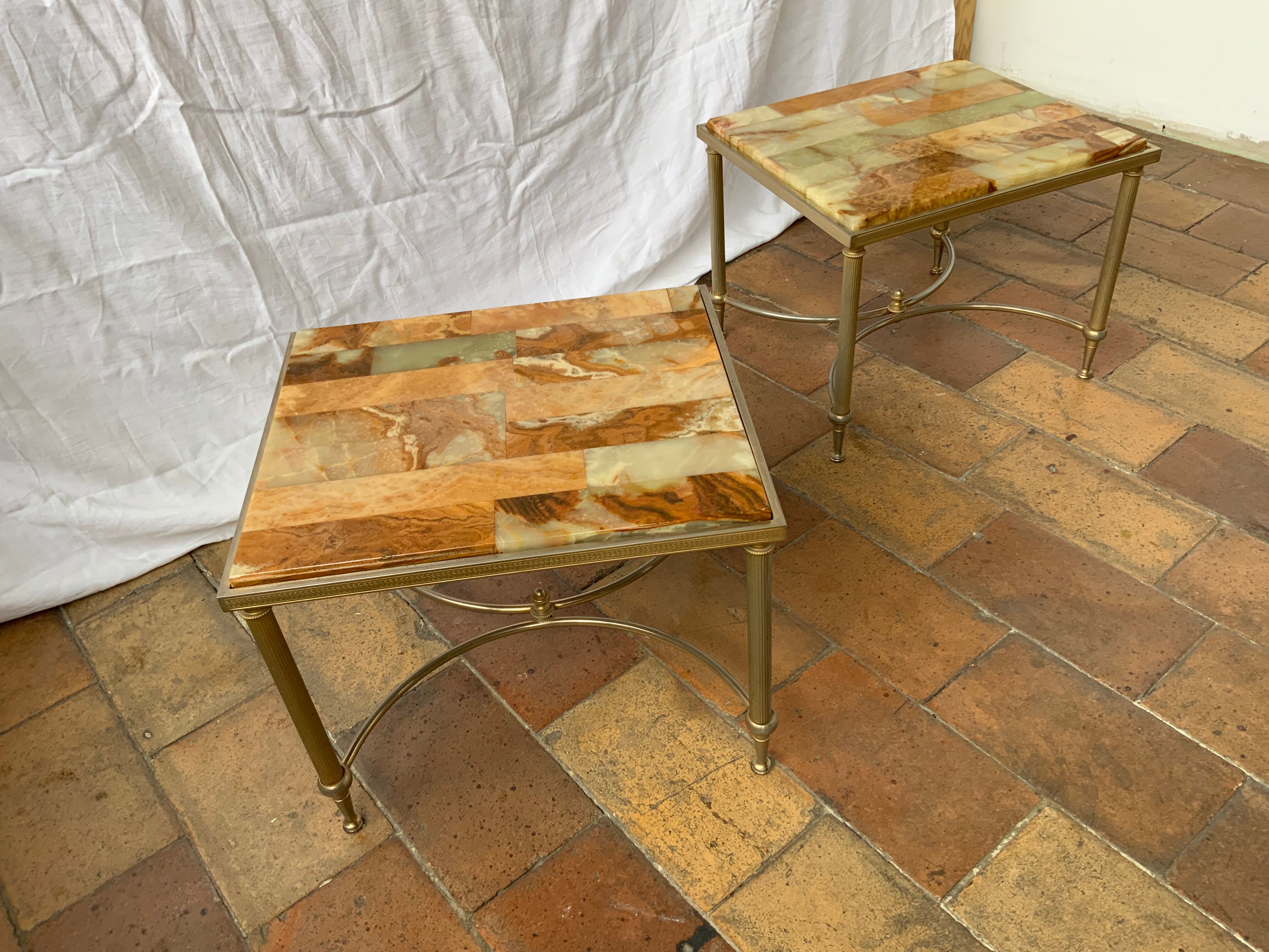 Pair of vintage marble coffee tables