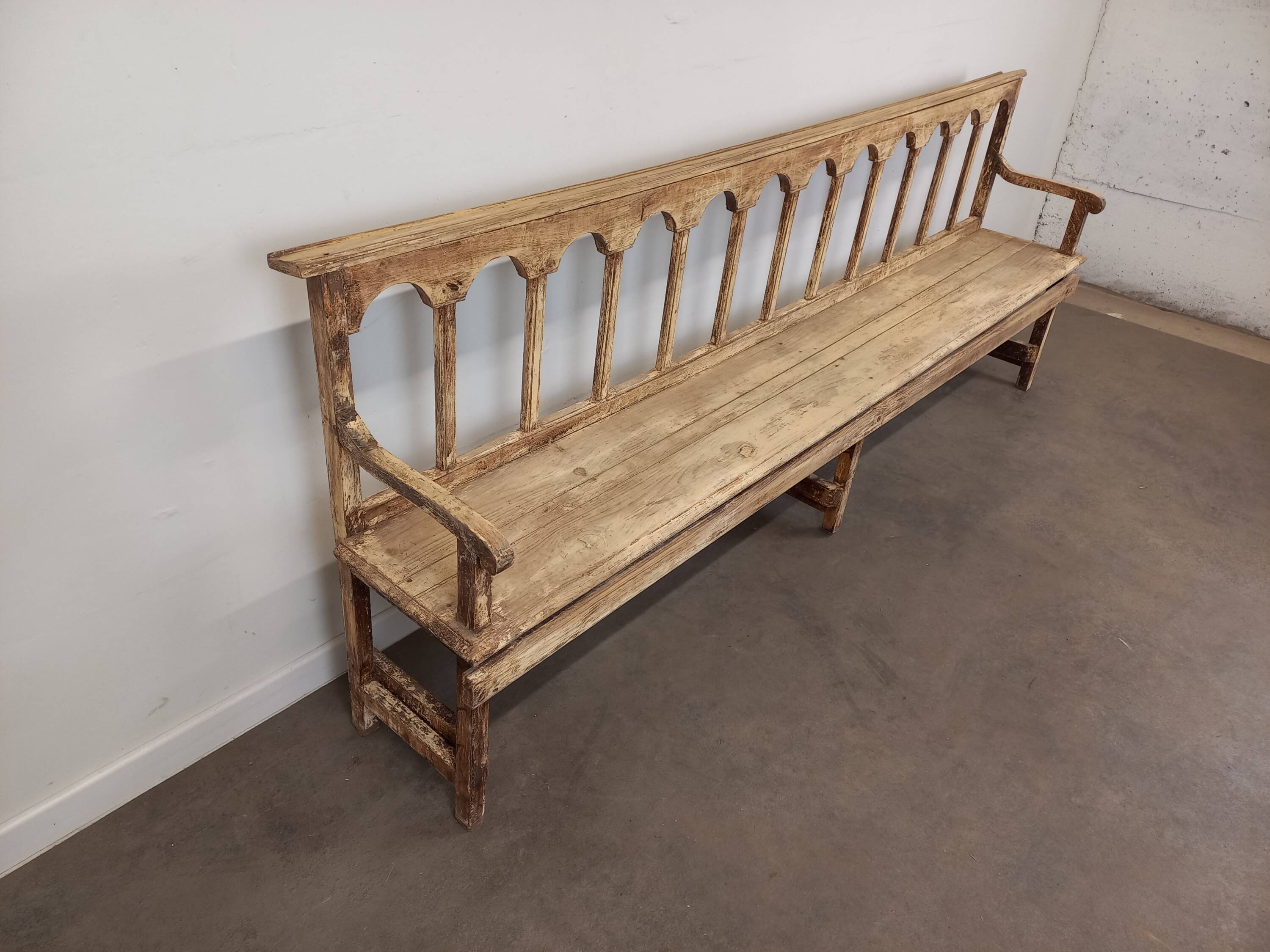 Patinated church pew