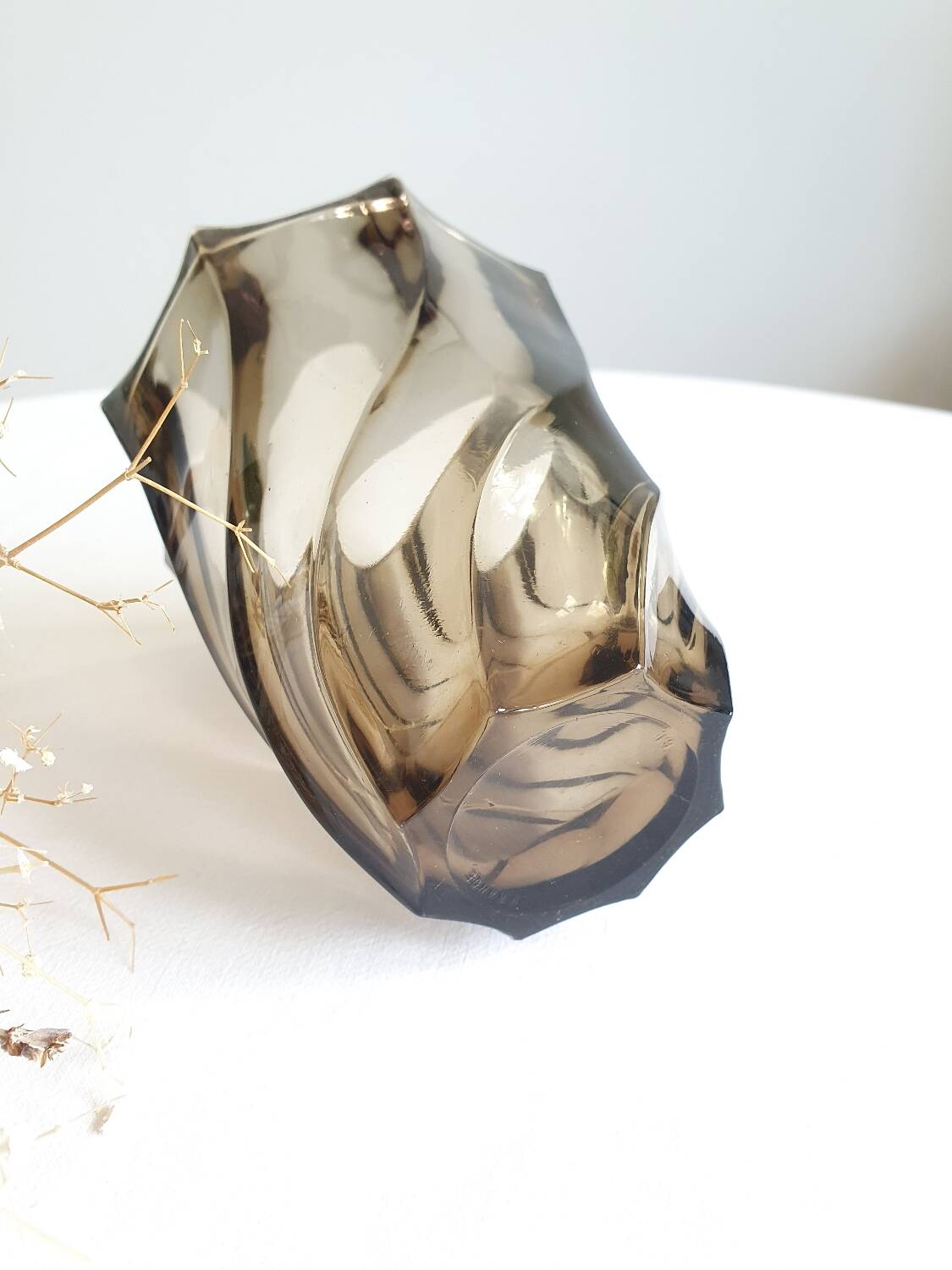 Vintage smoked glass vase