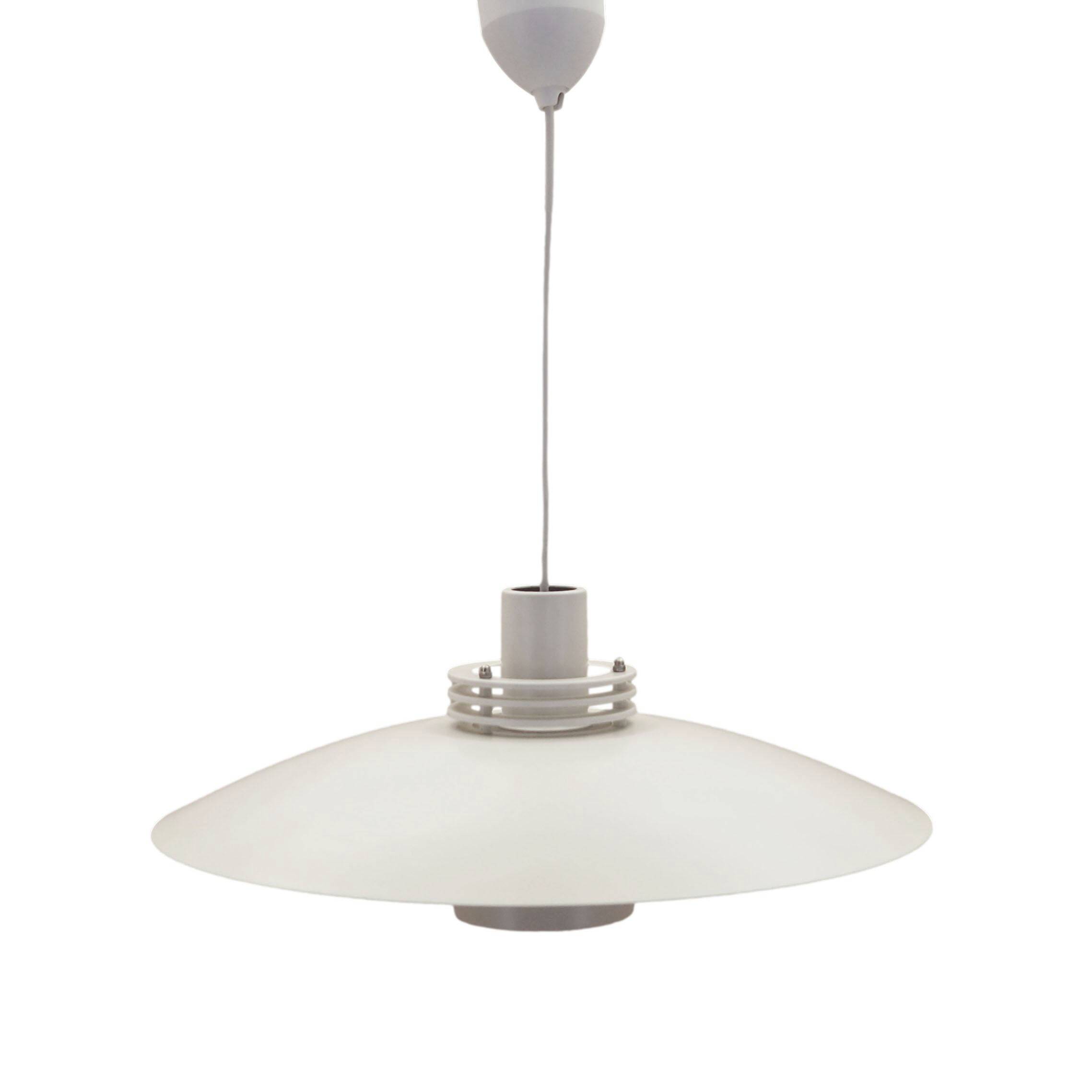 Lyfa pendant lamp from the 1970s, white metal shade, Denmark