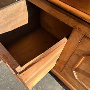Old wooden baker's chest with storage drawers