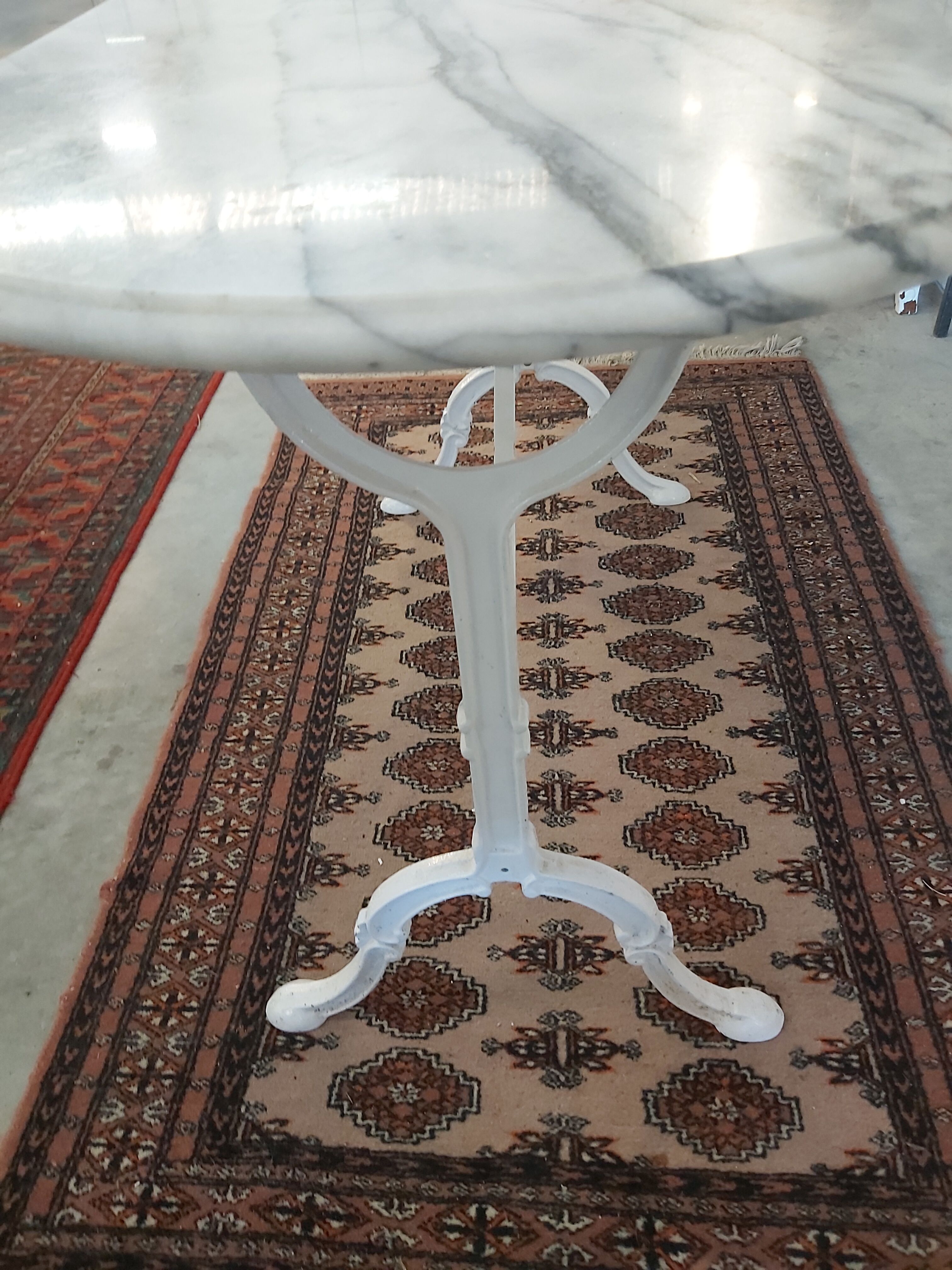 Marble and cast iron bistro table