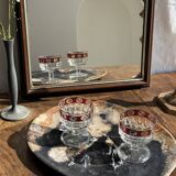Petit miroir arrondi, cadre en bois, encadrement doré H49,5
