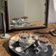 Small rounded mirror, wooden frame, gold frame H49.5
