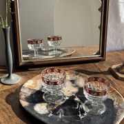 Petit miroir arrondi, cadre en bois, encadrement doré H49,5