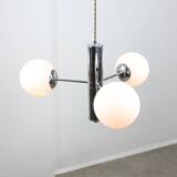 Vintage Italian Chrome and Opaline Chandelier